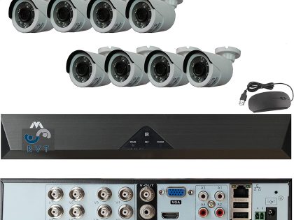 KIT Sistema di telecamere a circuito chiuso per videosorveglianza di sicurezza 8CH 1080P AHD 5-in-1 DVR/NVR con 8 telecamere incluse